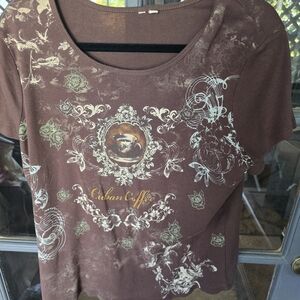 Brown Graphic Women's Top With New High Sierra White Capris Size 12